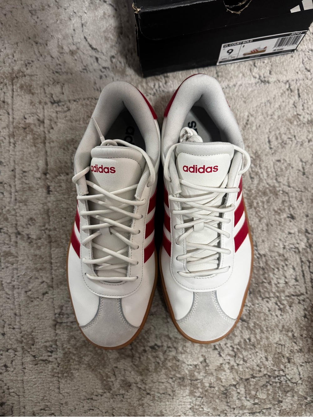 adidas White & Red Low-Top Retro Runner Sneakers
